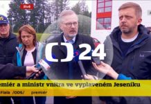 Vyplavený Jeseník Petr Fiala Vít Rakušan